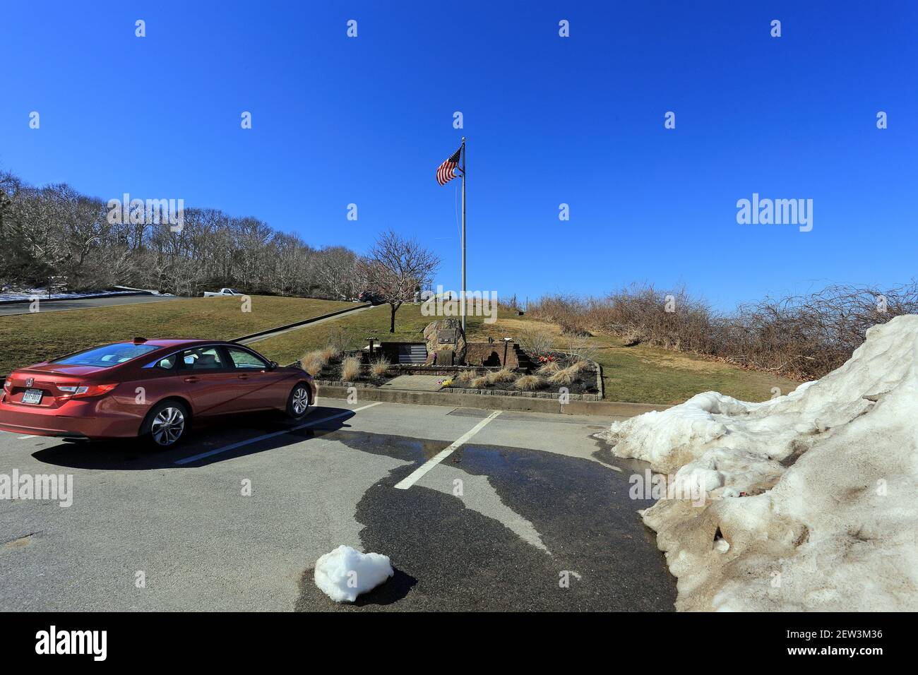 Berge von Schnee Kings Park Long Island New York Stockfoto