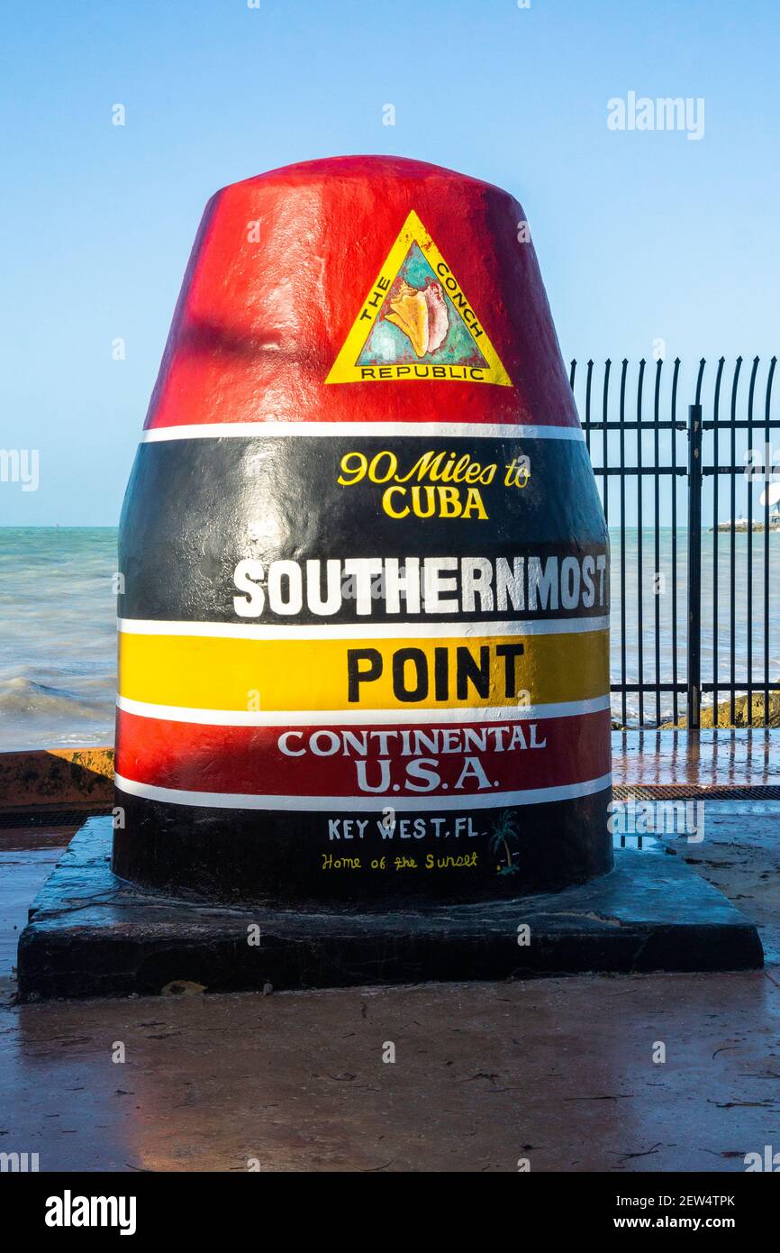 Southernmost Point Marker in Key West, Florida Stockfoto