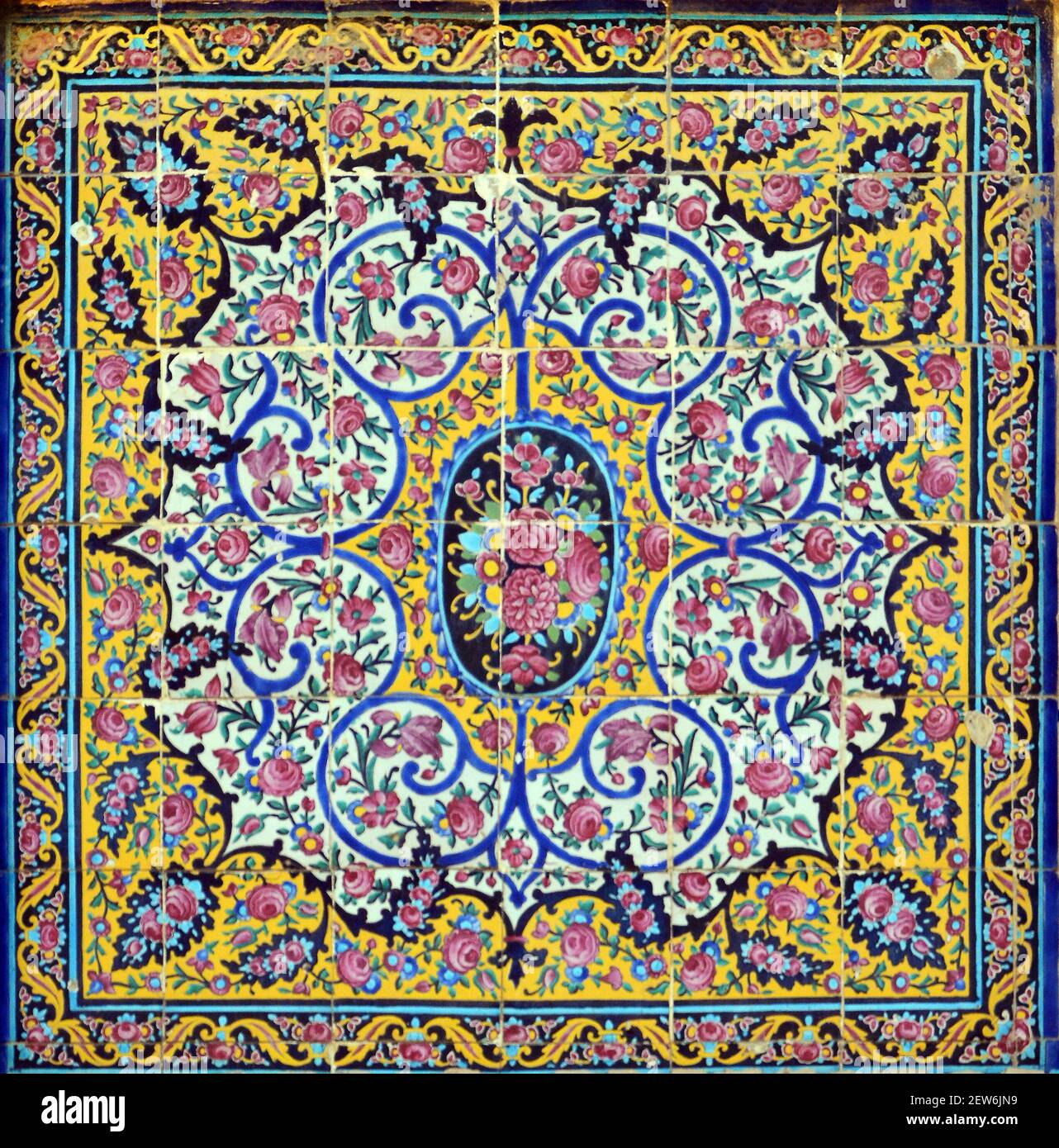 Keramikfliesen Wandbild aus Shiraz, Iran Stockfoto