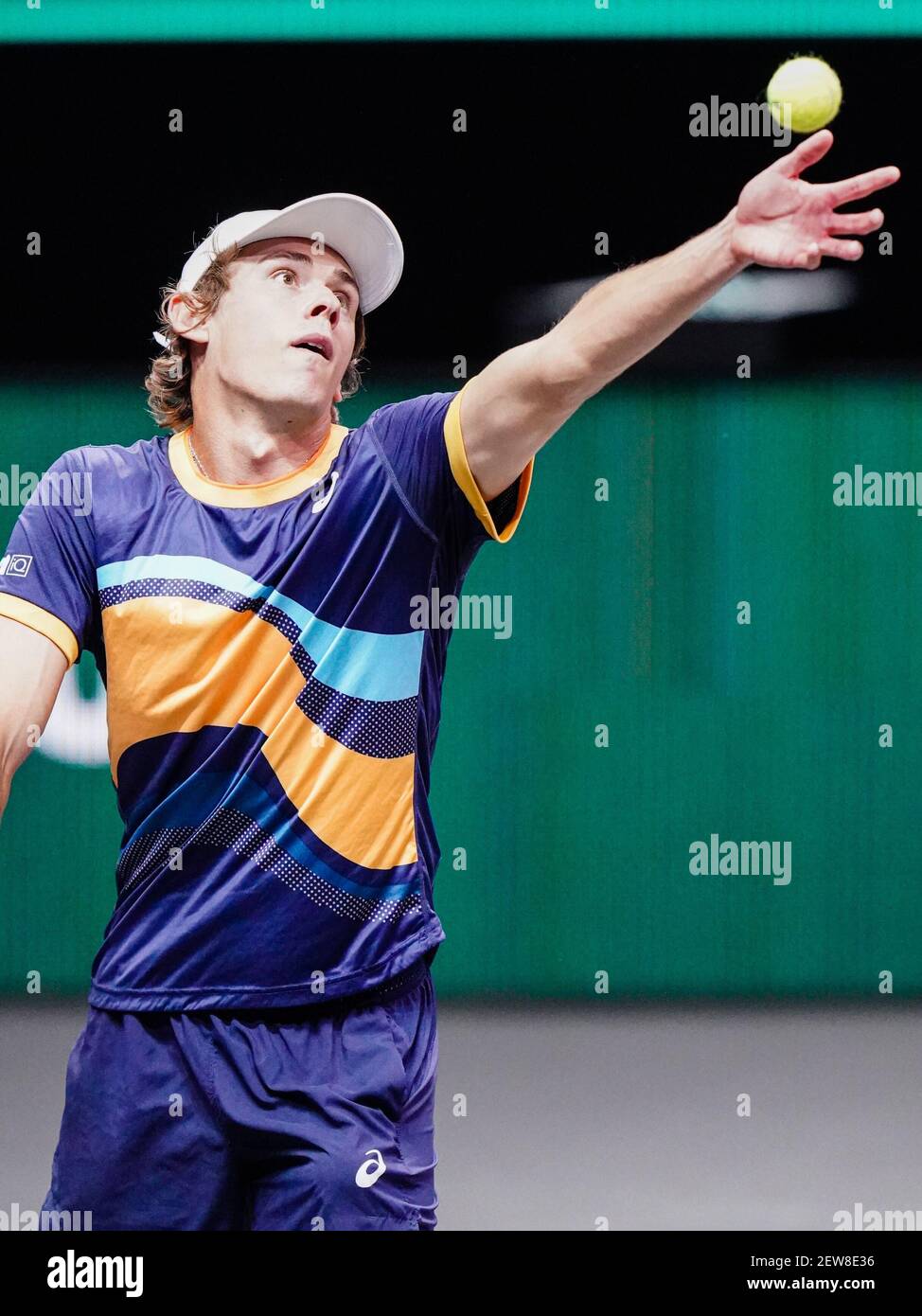 ROTTERDAM, NIEDERLANDE - MÄRZ 2: Alex de Minaur aus Australien während seines Spiels gegen John Millman aus Australien während der ABN AMRO World Ten 48e Stockfoto