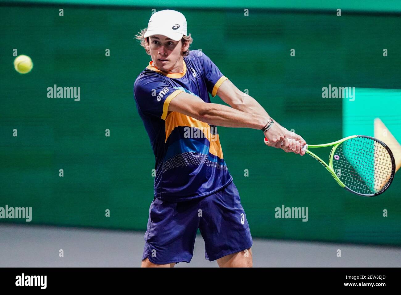 ROTTERDAM, NIEDERLANDE - MÄRZ 2: Alex de Minaur aus Australien während seines Spiels gegen John Millman aus Australien während der ABN AMRO World Ten 48e Stockfoto