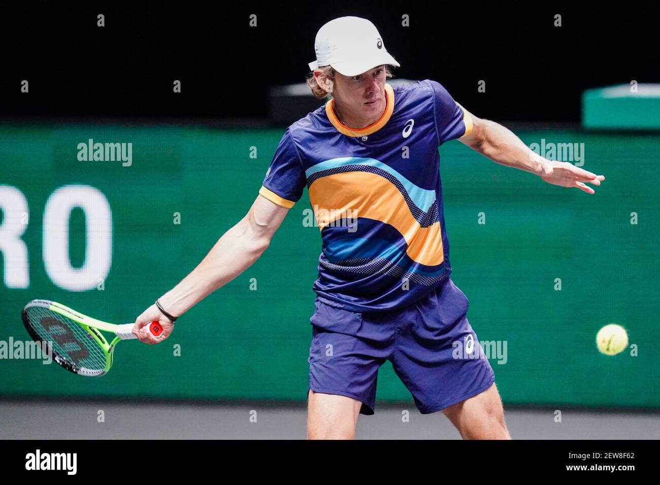 ROTTERDAM, NIEDERLANDE - MÄRZ 2: Alex de Minaur aus Australien während seines Spiels gegen John Millman aus Australien während der ABN AMRO World Ten 48e Stockfoto