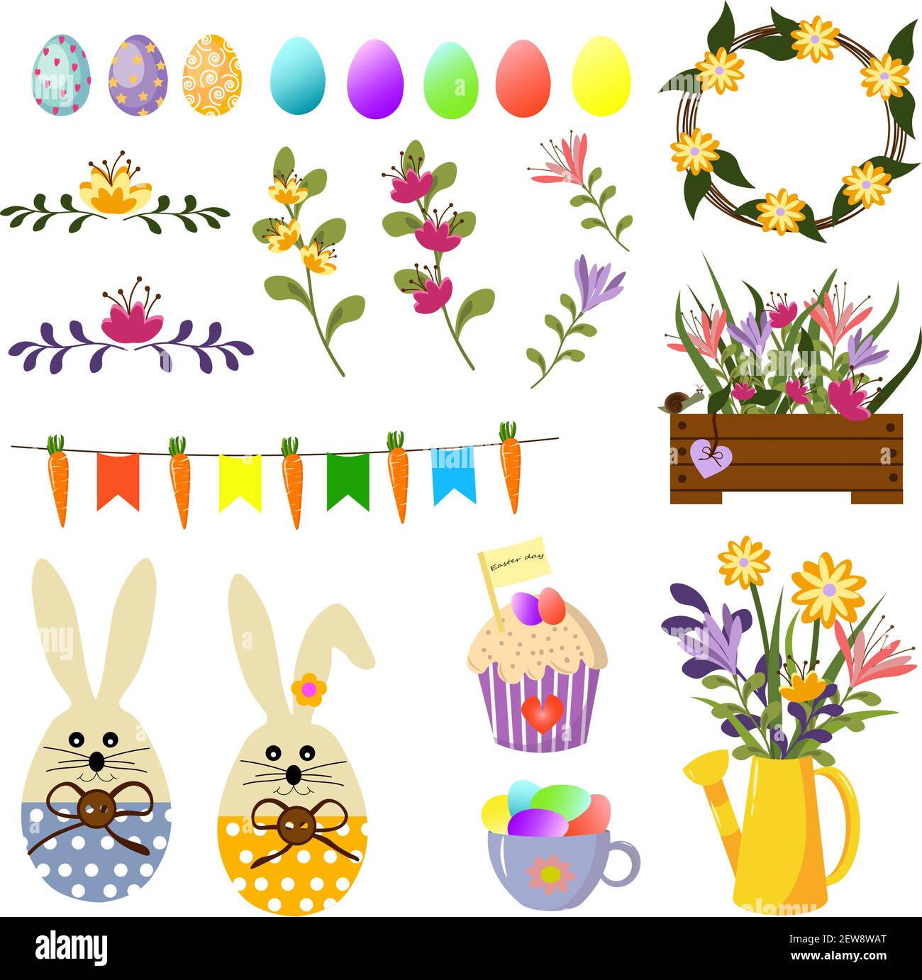 Set mit Attributen für Ostern. Stock Vektor