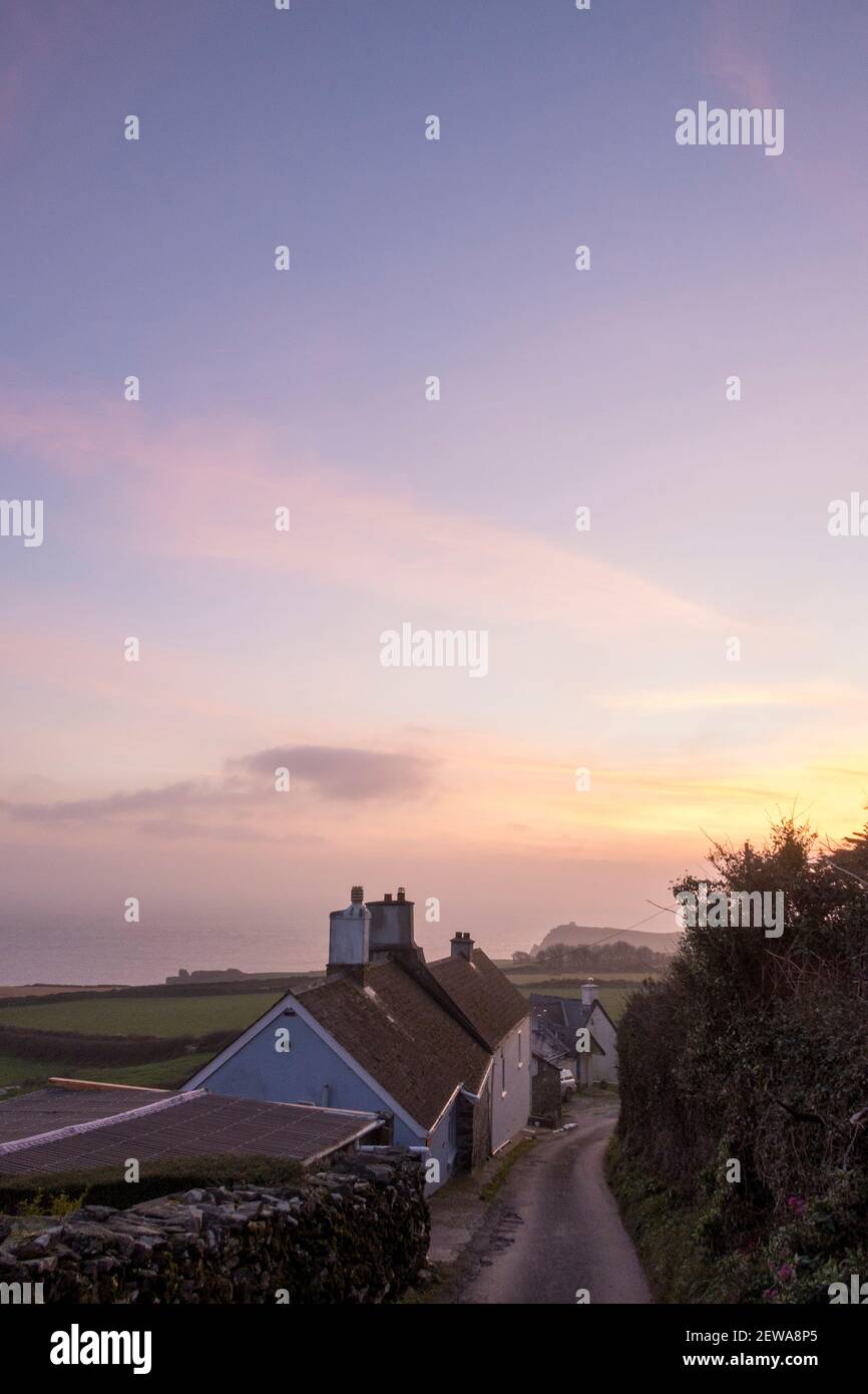 Remote Coastguard Cottages in East Prawle, Devon Stockfoto