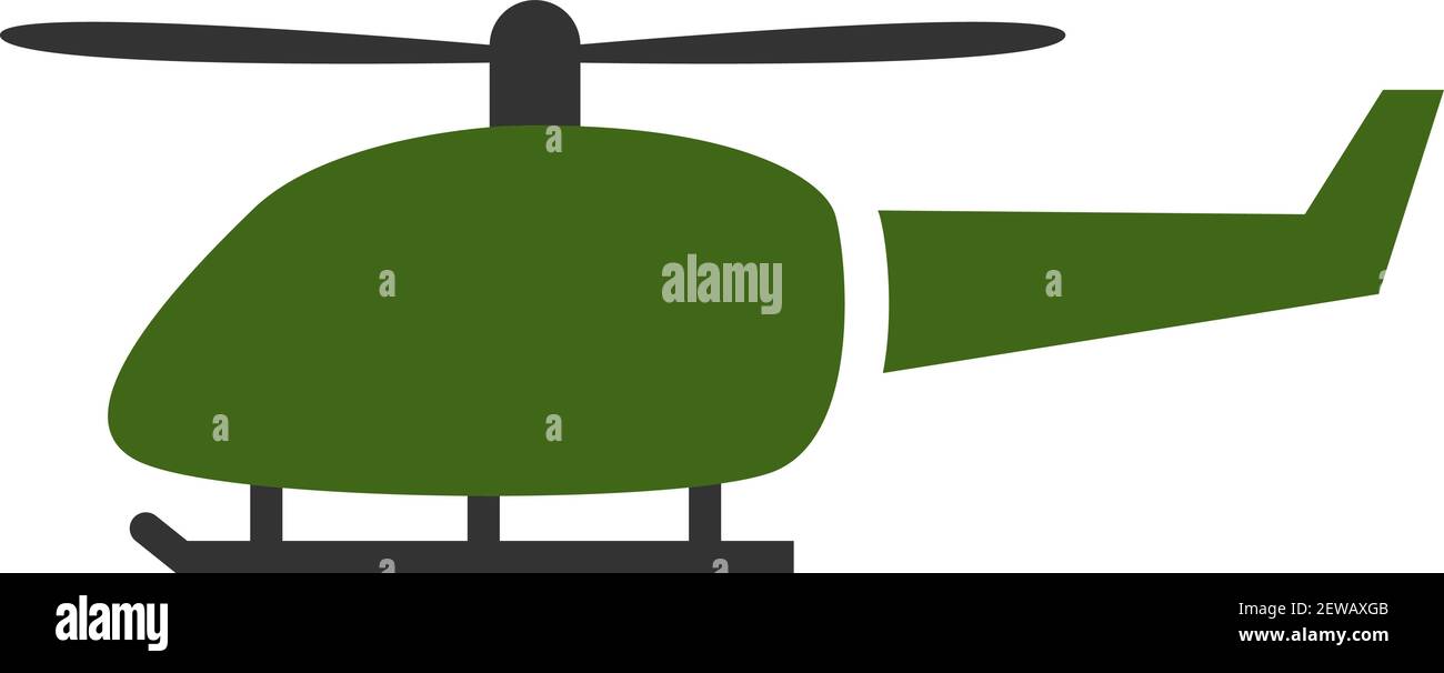 Green Army Hubschrauber, Illustration, Vektor auf weißem Hintergrund. Stock Vektor