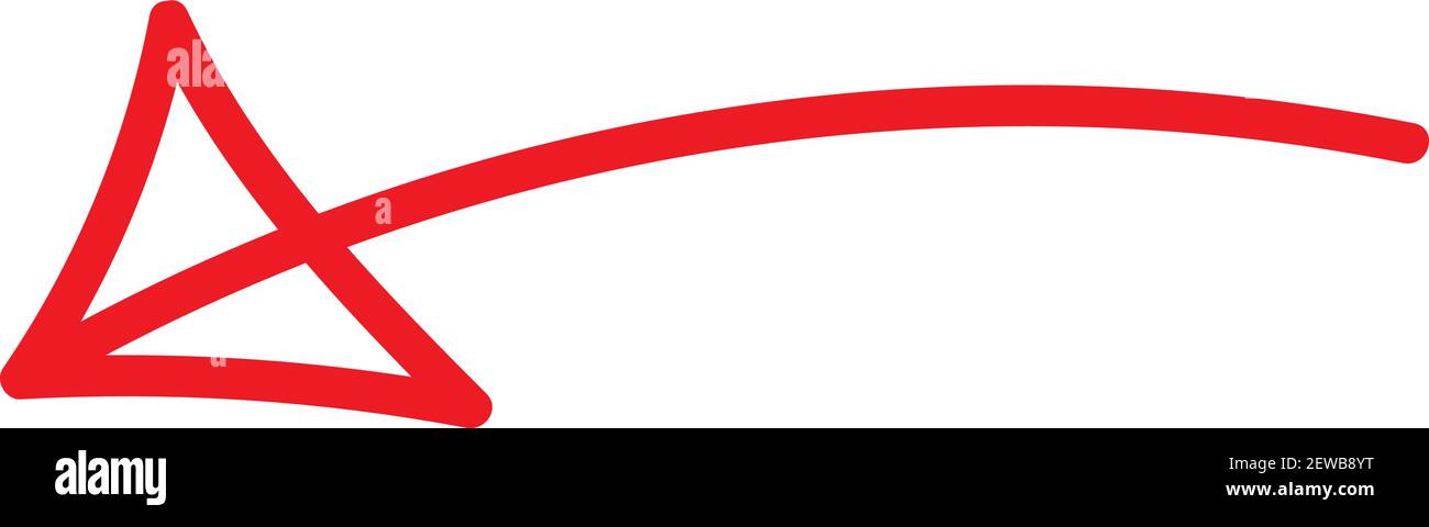 Roter, dünner Pfeil nach links, Illustration, Vektor auf weißem Hintergrund. Stock Vektor