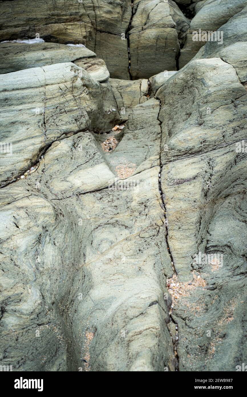 Strand Details, Felsen am Ufer, Devon Stockfoto