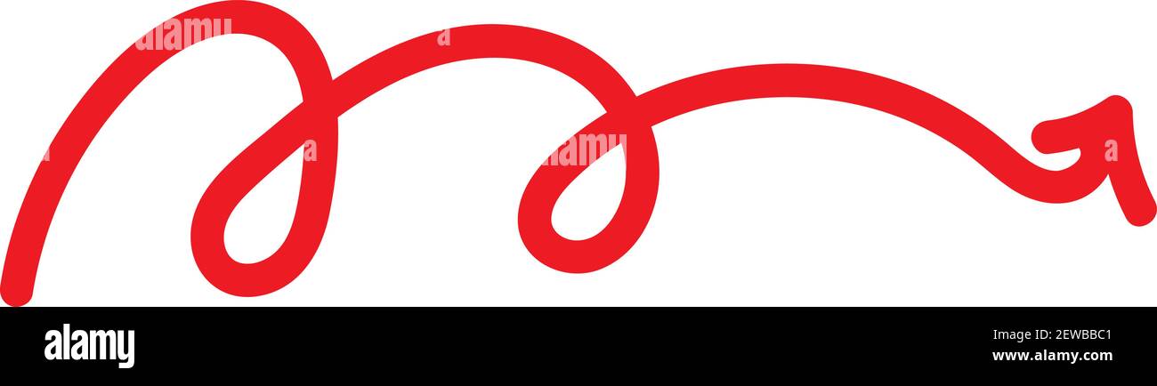 Kurviger roter Pfeil nach rechts, Illustration, Vektor auf weißem Hintergrund. Stock Vektor