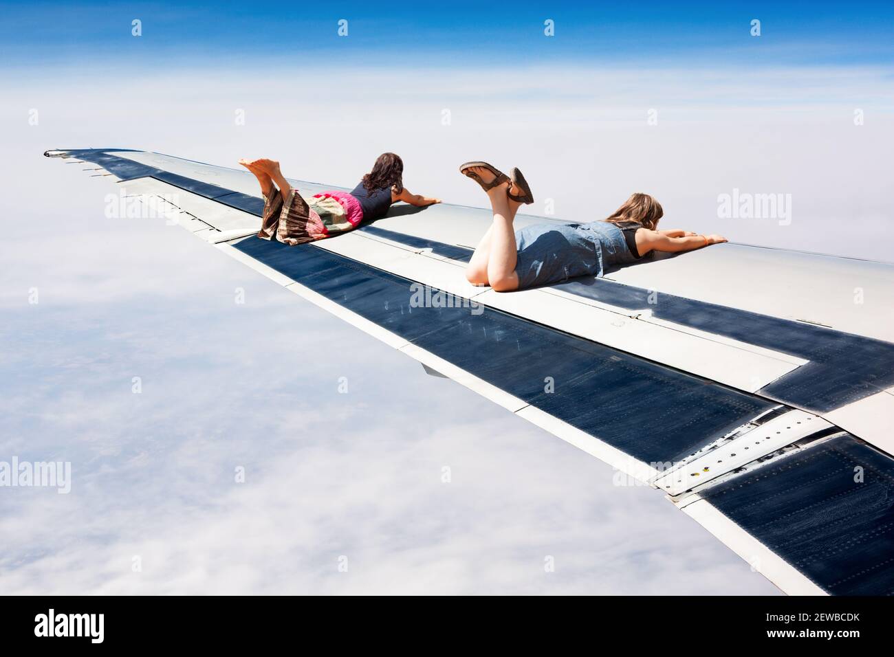 Komisches Konzept für Überbuchungen von Fluggesellschaften Stockfoto