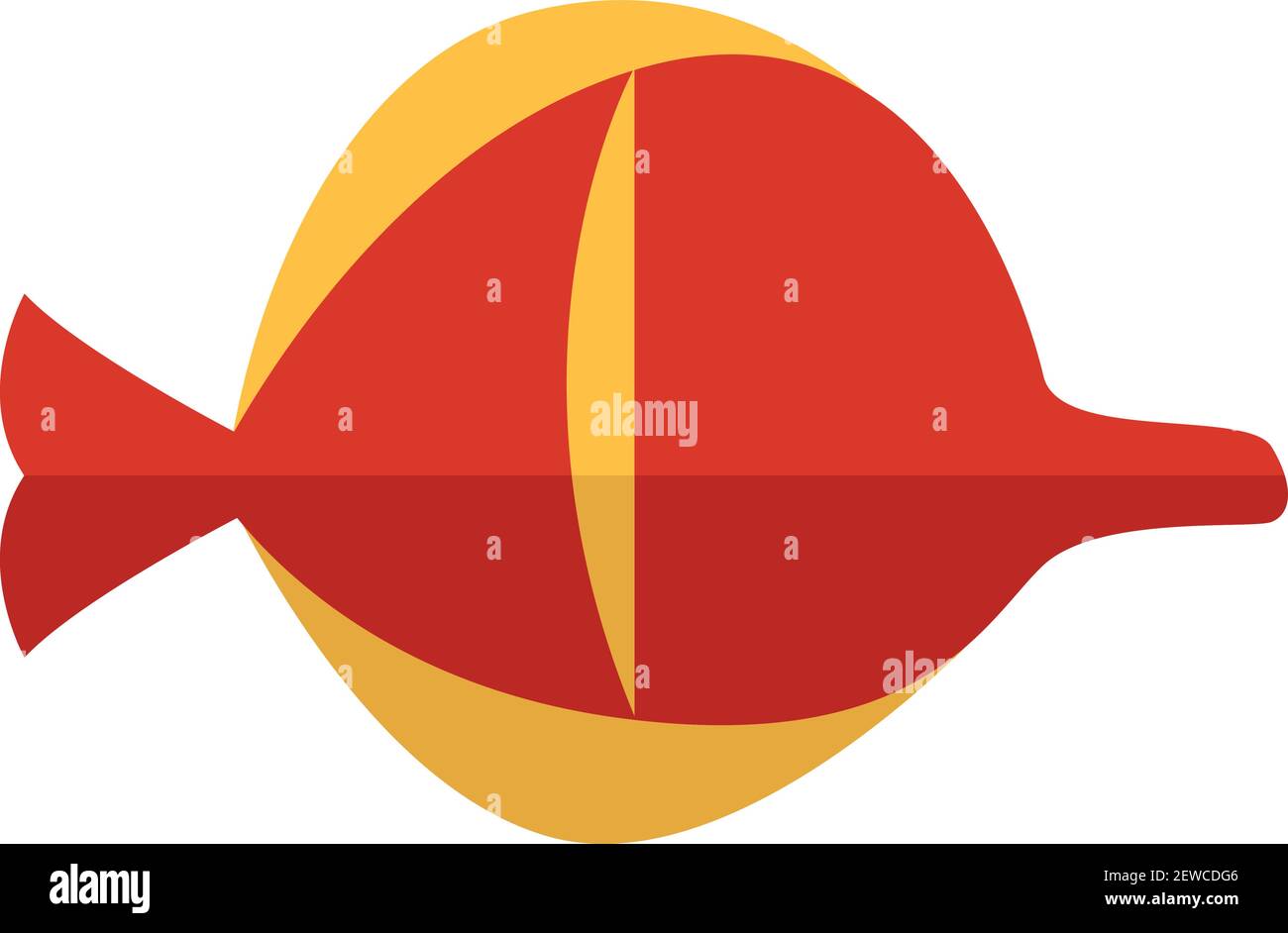 Roter Fisch mit gelben Flossen, Illustration, Vektor auf weißem Hintergrund. Stock Vektor