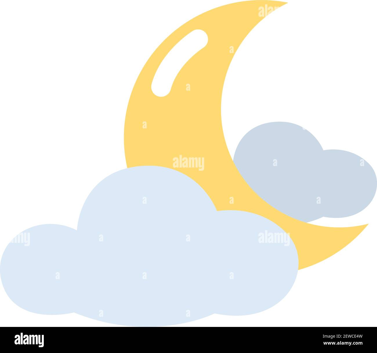 Mond mit Wolken, Illustration, Vektor auf weißem Hintergrund. Stock Vektor