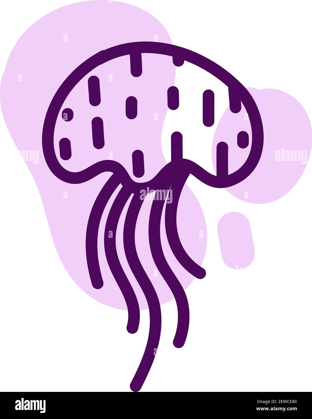 Lila Tropengift medusa, Illustration, Vektor auf weißem Hintergrund. Stock Vektor