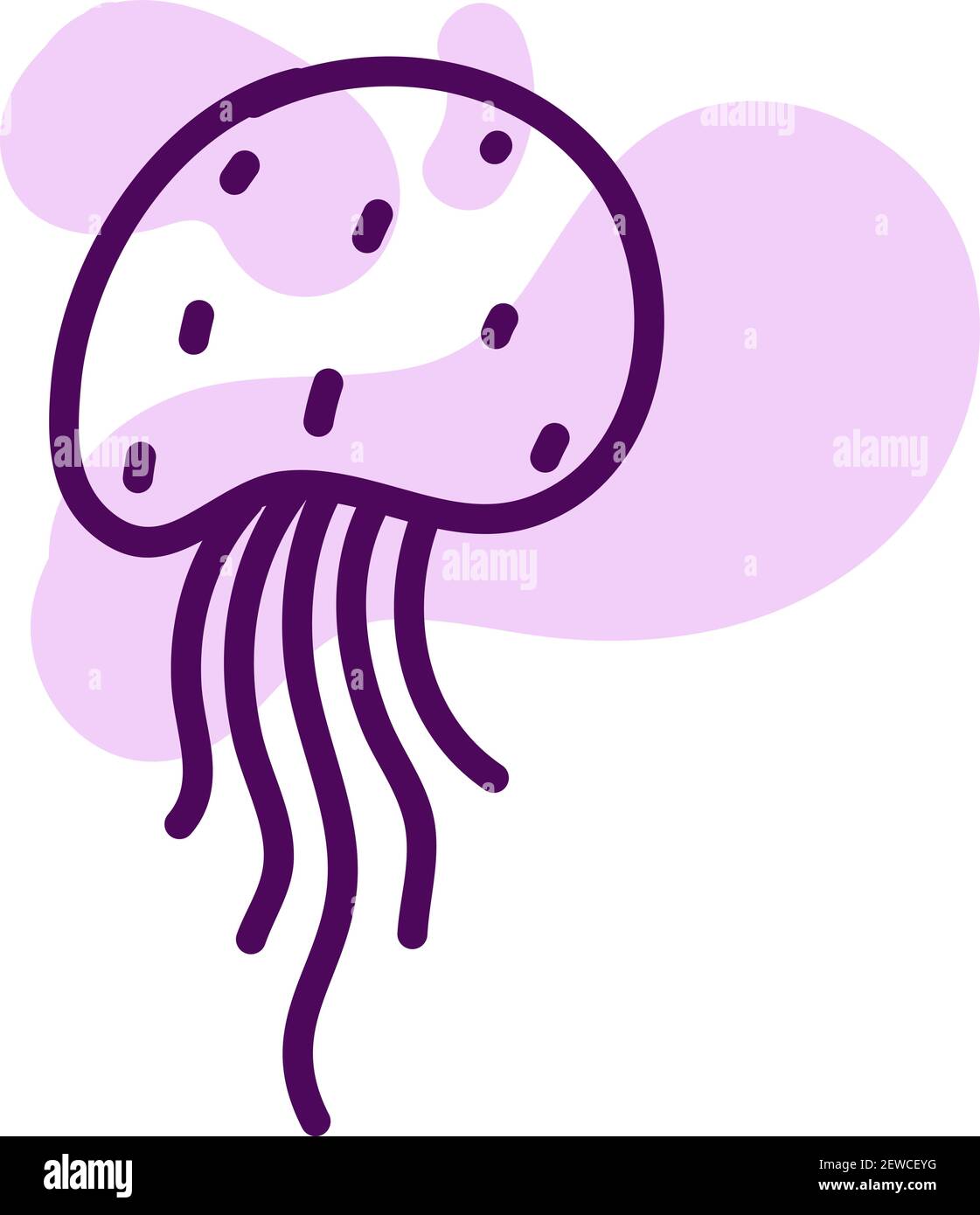 Gepunktete lila Qualle, Illustration, Vektor auf weißem Hintergrund. Stock Vektor