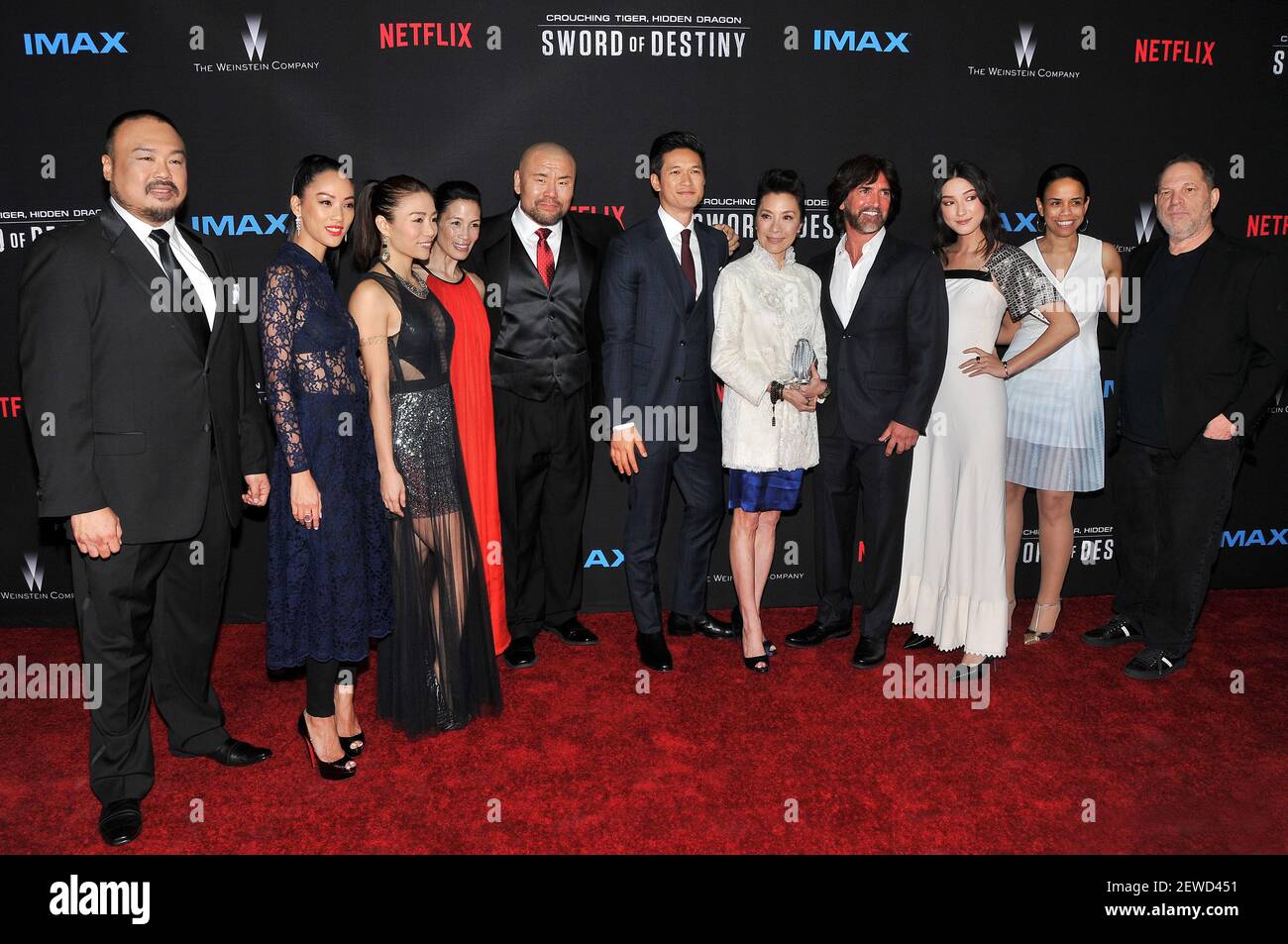 L R Kauernder Tiger Verborgener Drache Schwert Des Schicksals Besetzung Crew Darryl Quon Shuya Chang Juju Chan Eugenia Yuan Woon Young Park Harry Shum Jr Michelle Yeoh John Fusco Natasha Liu