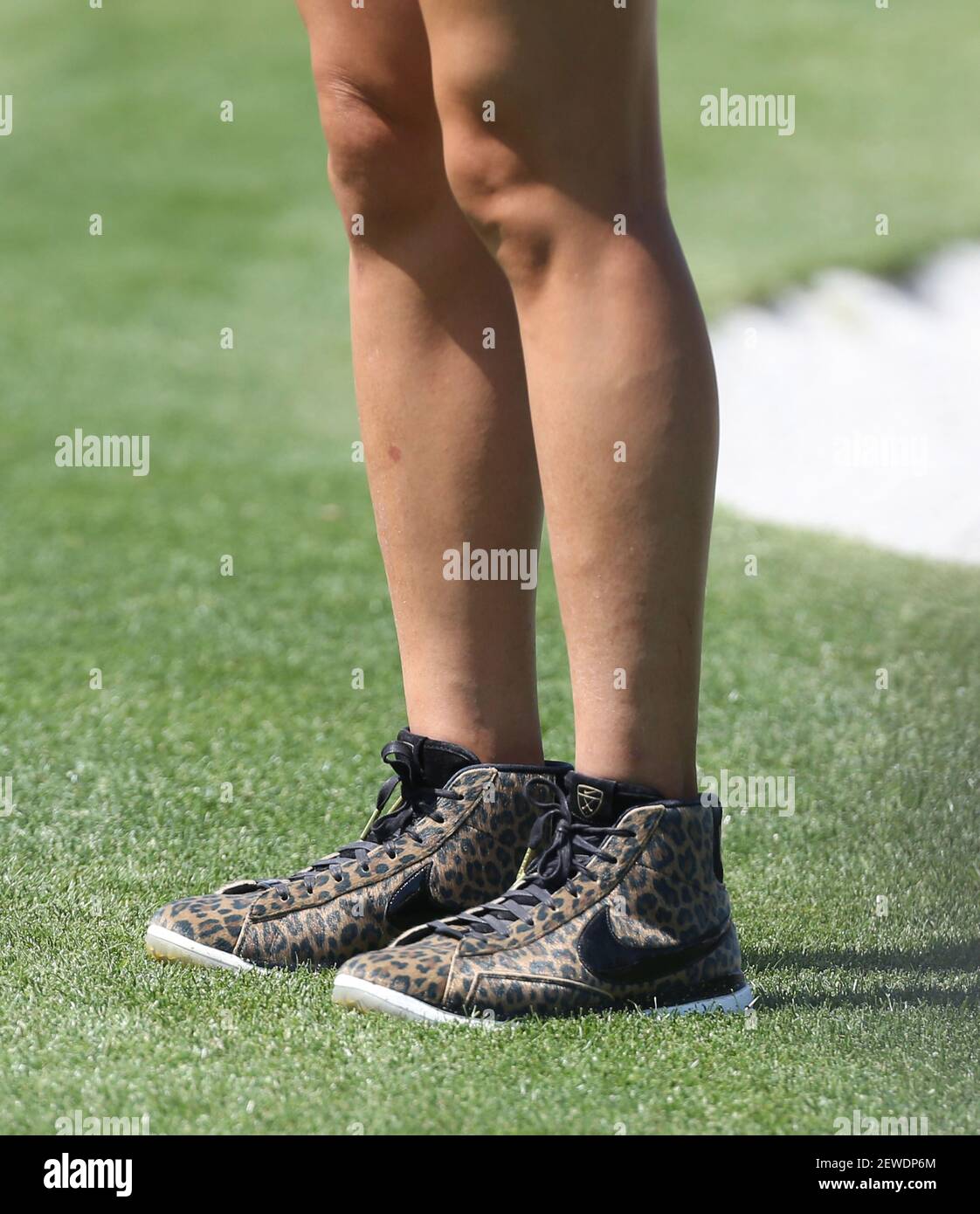 03. April 2016: Michelle wie trägt Nike-Golfschuhe mit hohem Leopardendruck  während der letzten Runde der ANA Inspiration 2016 im Mission Hills Country  Club in Rancho Mirage, Kalifornien. Charles Baus/CSM *** Bitte benutzen