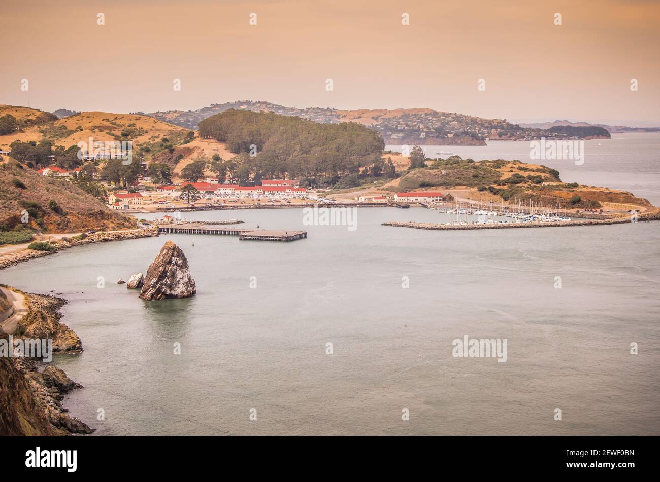 Crissy Field Blick von der Golden Gate Bridge Stockfoto