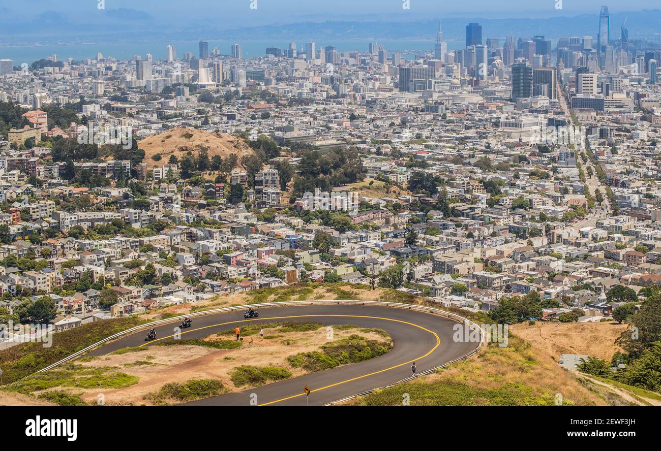 San Francisco downtown Blick von Twin Peaks Stockfoto