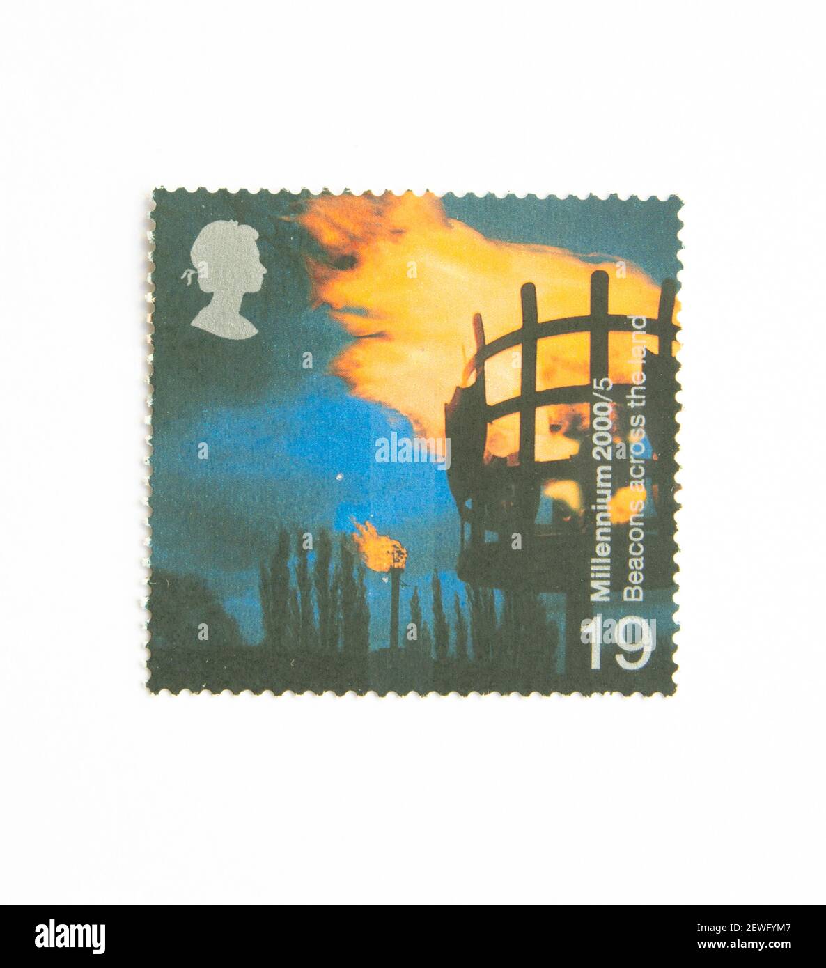 Großbritannien - UM 2000: Eine in Großbritannien gedruckte Marke zeigt das Bild von Leuchtfeuer im ganzen Land, um 2000. Stockfoto