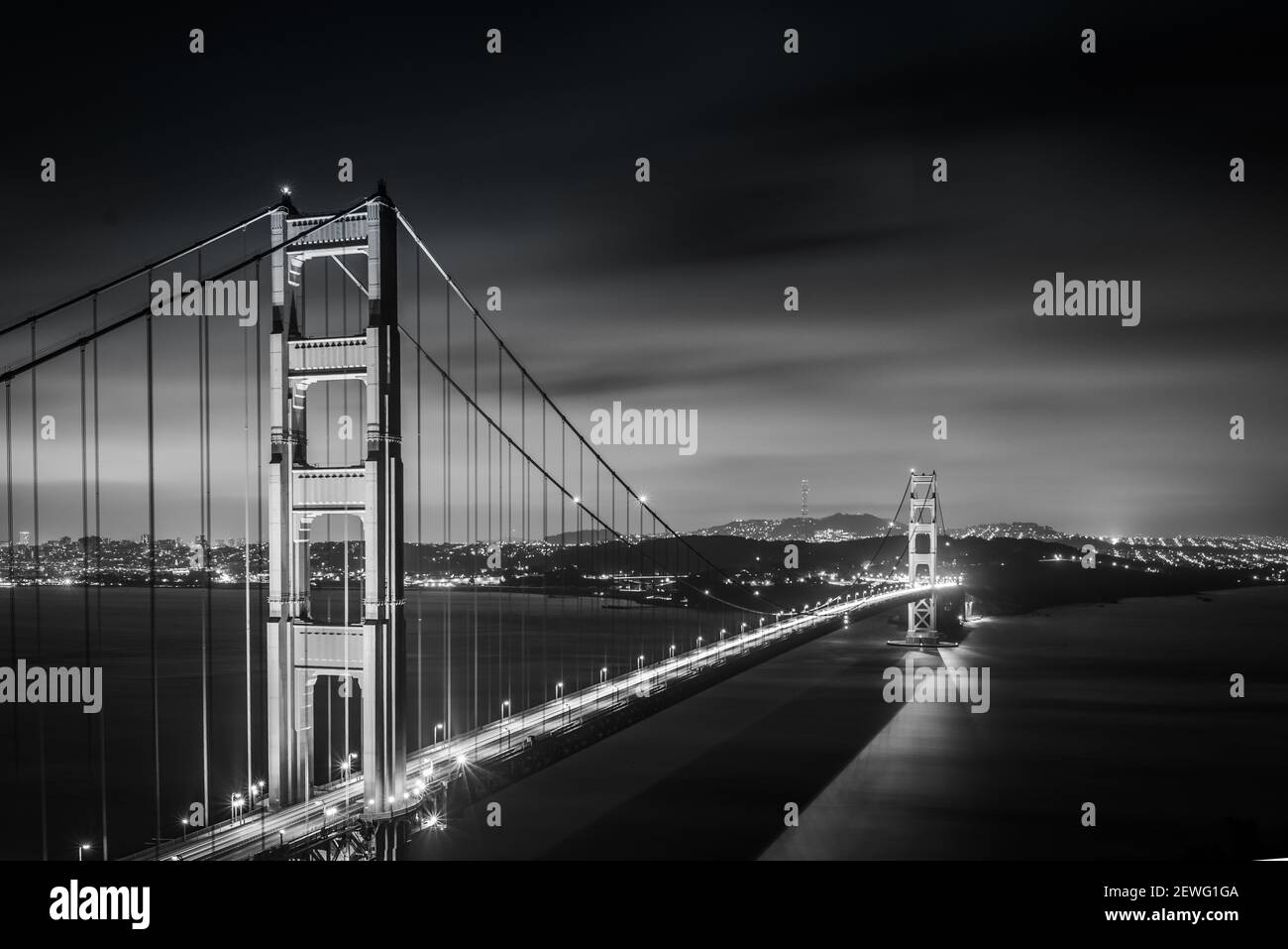 berühmten Golden Gate Bridge, San Francisco bei Nacht, USA Stockfoto