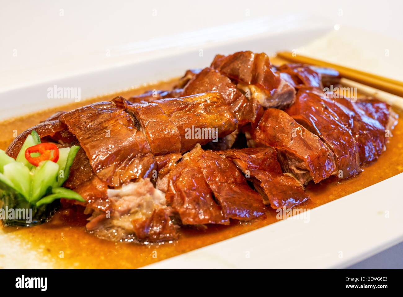 Eine klassische chinesische kantonesische Küche, gebratene Gans, Braten Fleisch Delikatesse Stockfoto