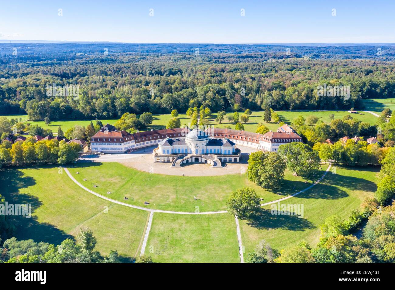 Solitude Schloss Stuttgart Luftbild Ansicht von oben Architektur Reise in Deutschland Bild. Stockfoto