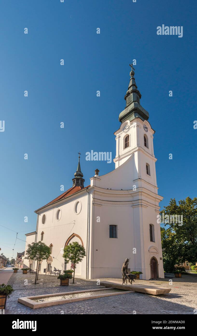 St. Rochus Kirche, ehemalige Moschee, 16th Jahrhundert, Statue von St. Rochus, in Zrinyi ter, in Szigetvar, Süd-Transdanubien, Ungarn, Mitteleuropa Stockfoto