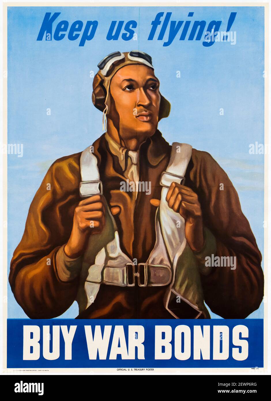 Amerikaner, US, WW2, Kriegsanstrengungen Poster: Keep US Flying!, Buy war Bonds, Darstellung, Tuskegee Airman, Robert W Diez, (1919-1992), Plakat von Betsy Graves Reyneau, 1943 Stockfoto