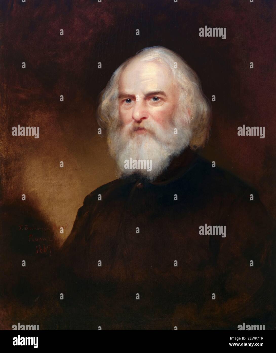 Henry Wadsworth Longfellow (1807-1882), amerikanischer Dichter und Pädagoge, Porträtmalerei von Thomas Buchanan Read, 1869 Stockfoto