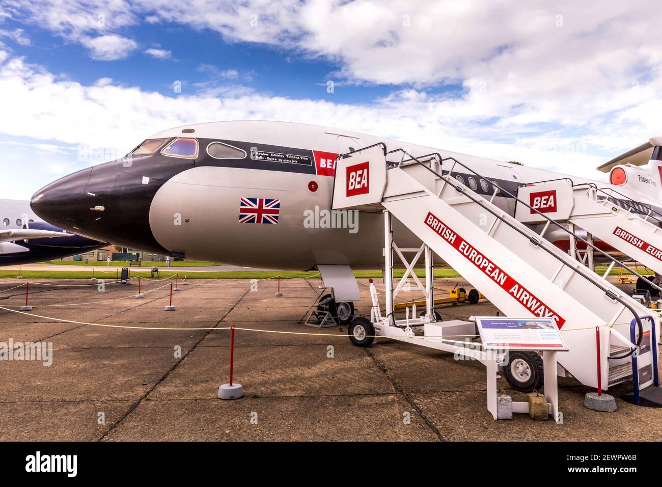 BEA Hawker Siddeley 121 Trident Two - HS 121 im Imperial war Museum, Duxford, Cambridgeshire, England Stockfoto