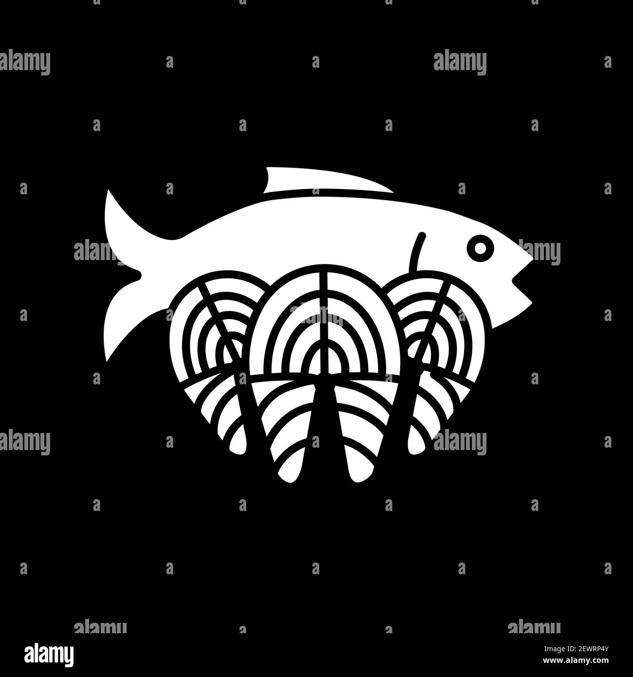 Fischsteaks, dunkles Glyphen-Symbol Stock Vektor