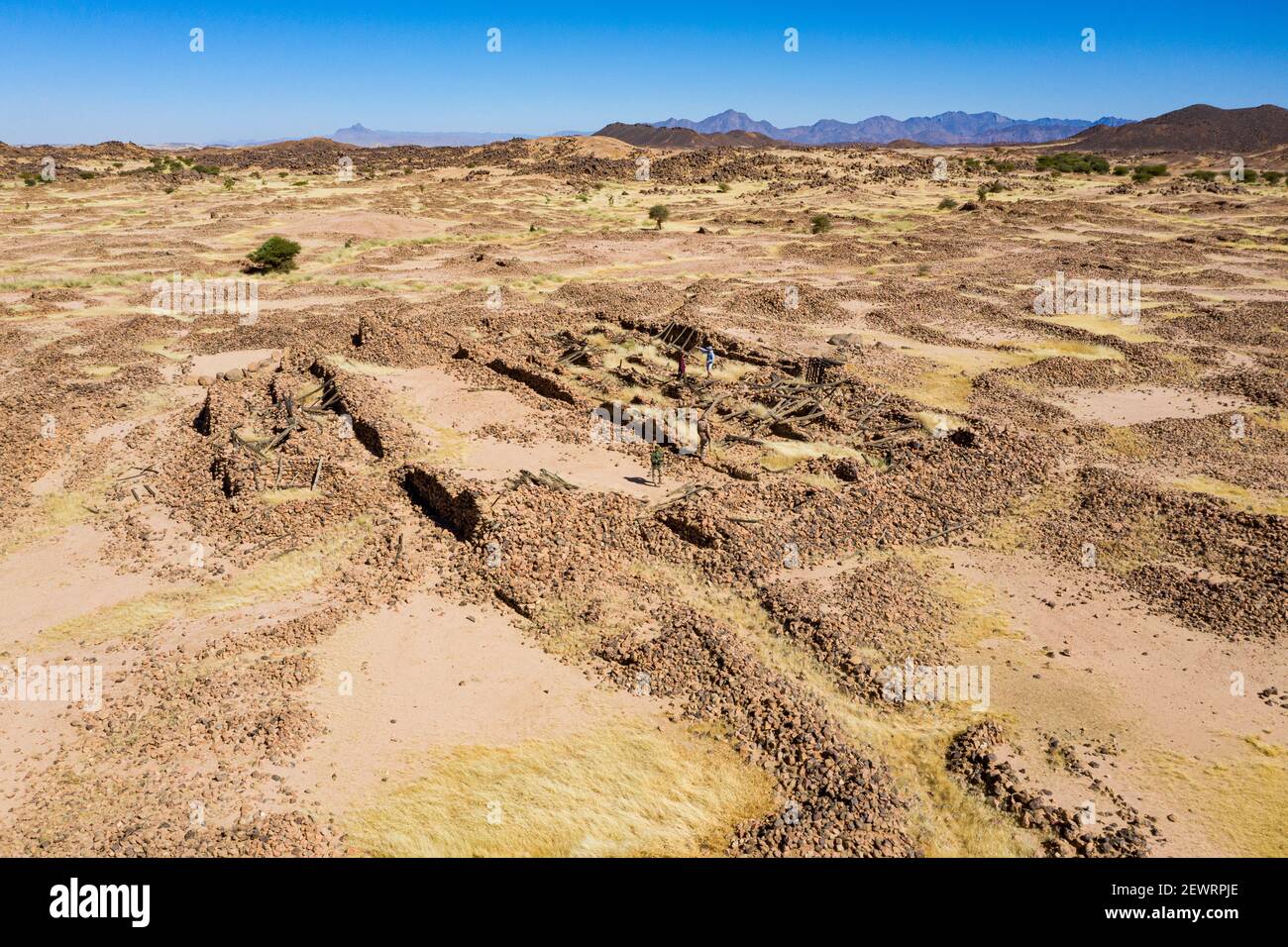 Luftaufnahme der ehemaligen Tuareg-Hauptstadt Agadez, Air Mountains, Niger, Afrika Stockfoto