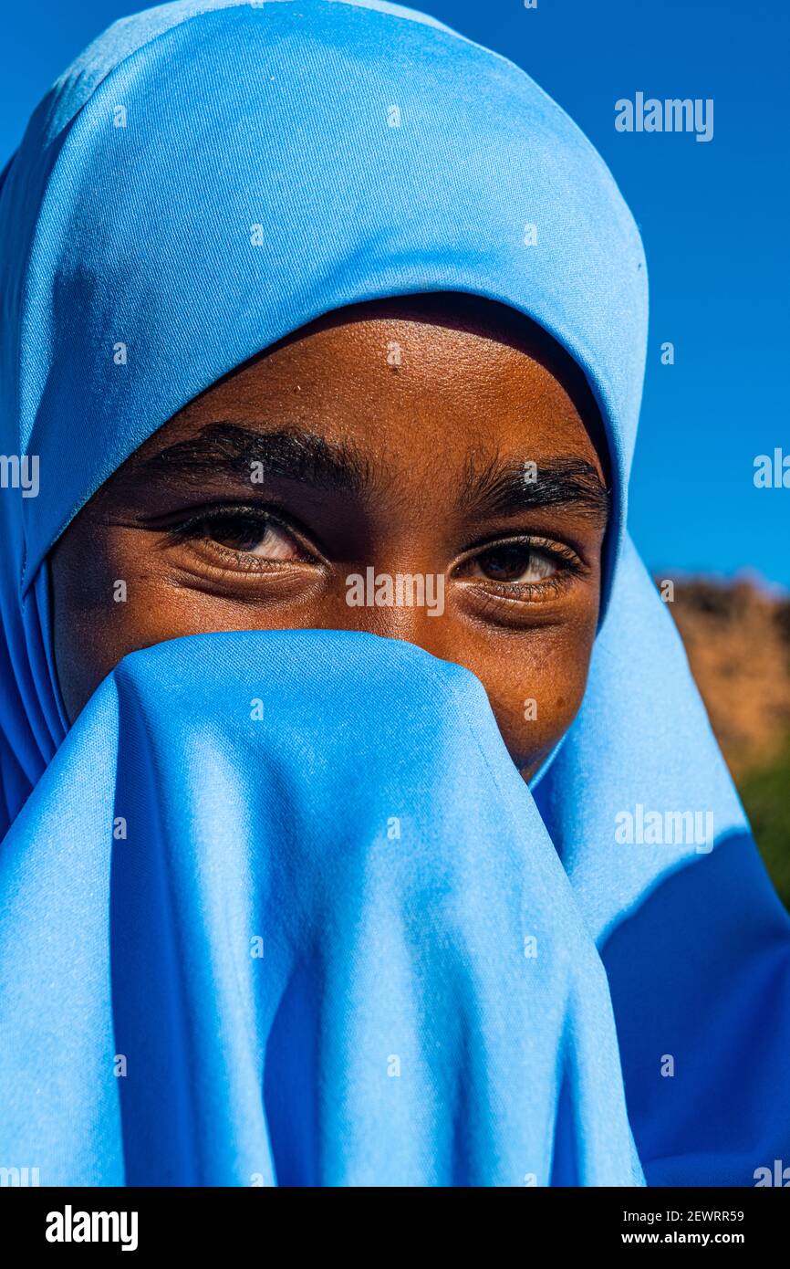 Junge Tuareg Mädchen, Oase von Timia, Air Mountains, Niger, Afrika Stockfoto