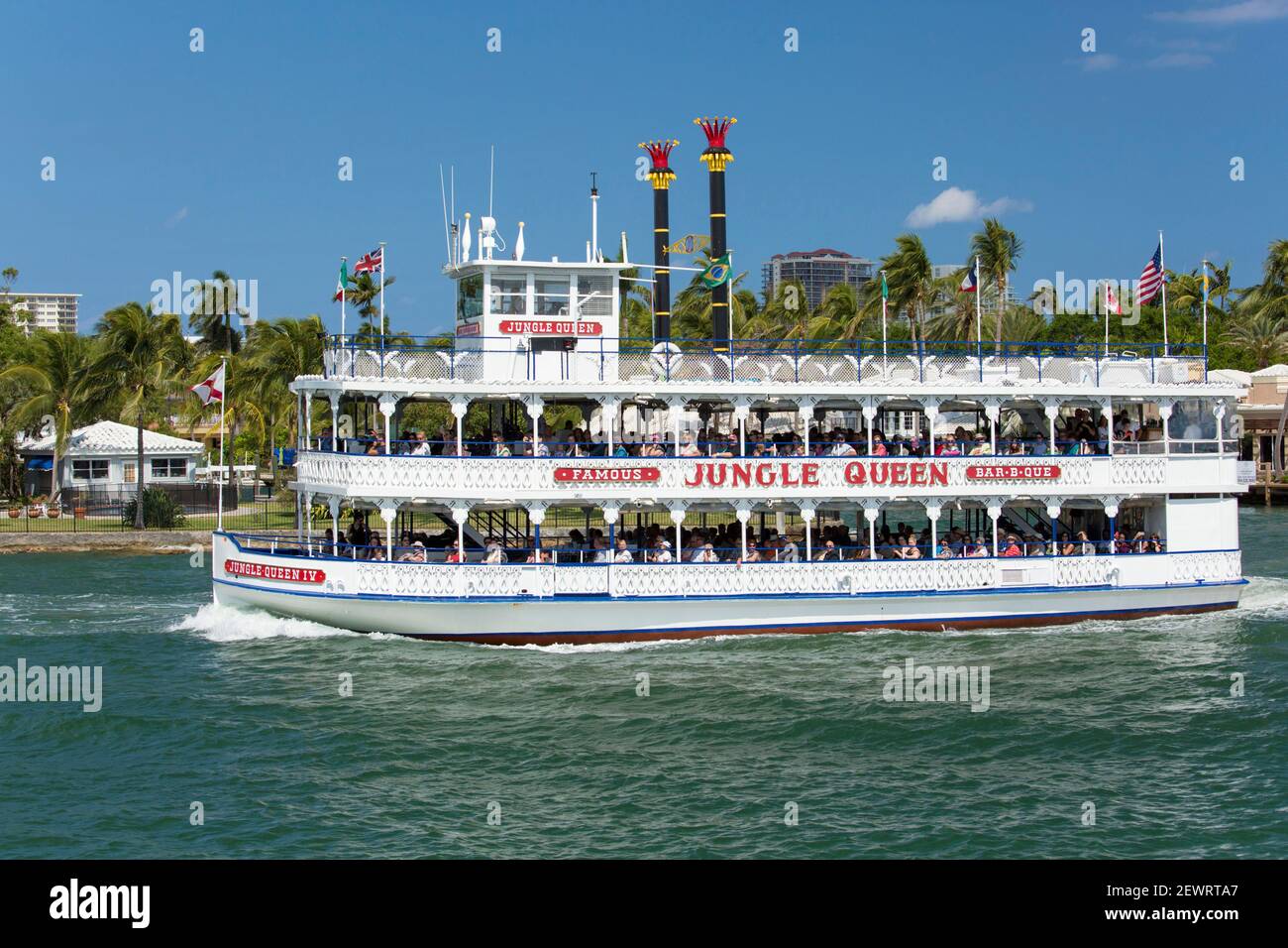 Historisches Flussboot, die Jungle Queen, Kreuzfahrt entlang des Intracoastal Waterway, Fort Lauderdale, Florida, Vereinigte Staaten von Amerika, Nordamerika Stockfoto