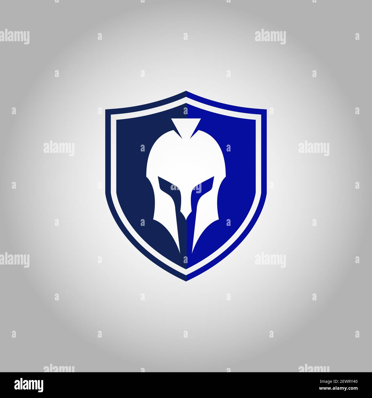 Schild und Helm des spartanischen Kriegersymbols, Emblem.EPS 10 Stock Vektor