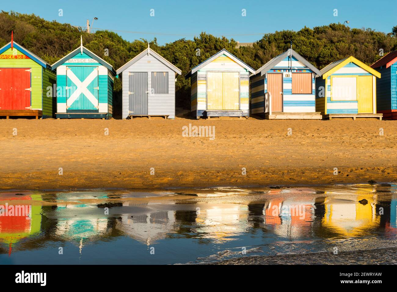 Badeboxen (Strandhütten), Brighton, Port Phillip Bay, Victoria, Australien, Pazifik Stockfoto