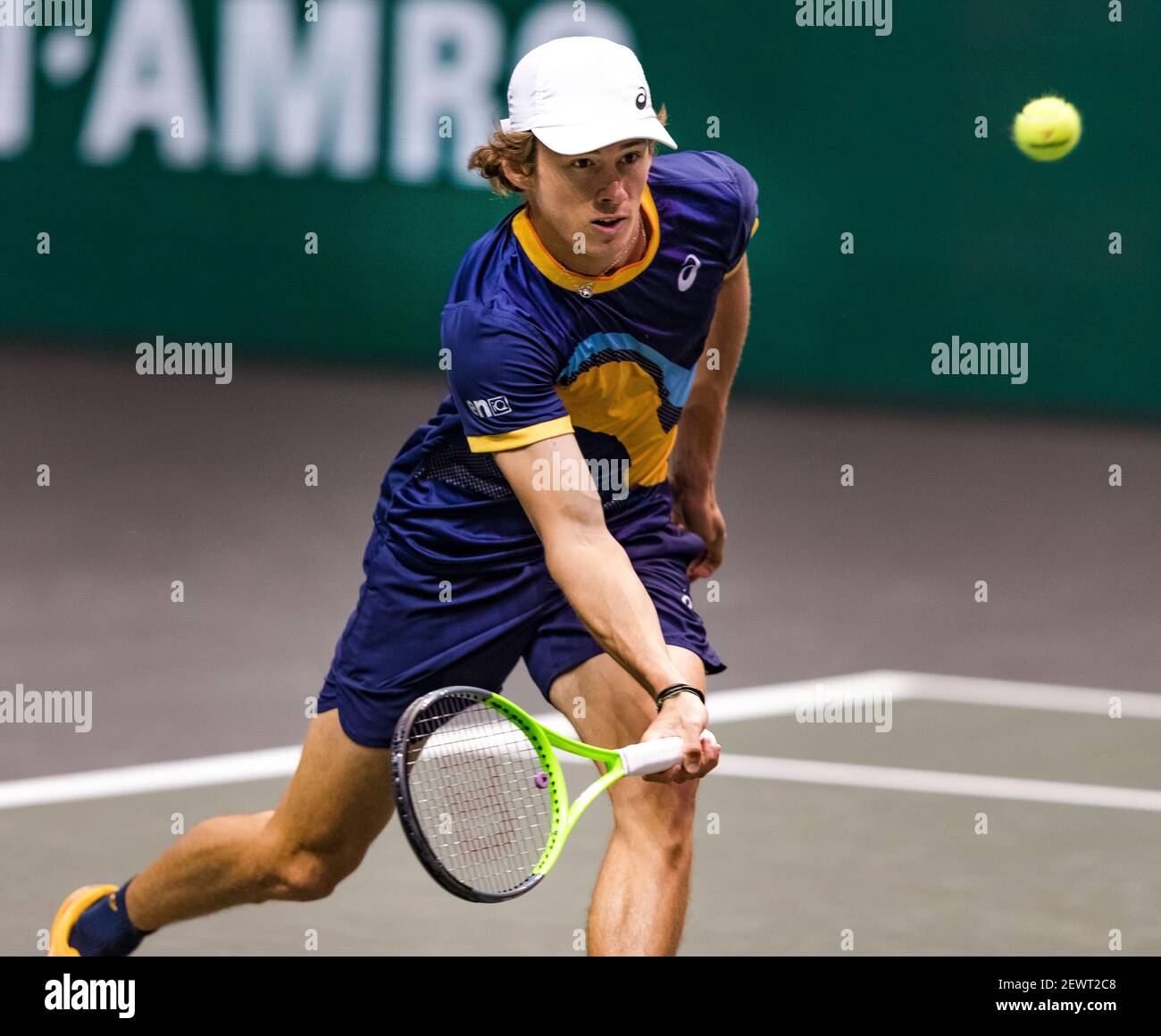 Rotterdam, Niederlande, 3. märz 2021, ABNAMRO World Tennis Tournament, Ahoy, Erstrundenspiel: Alex De Minaur (AUS).Foto: www.tennisimages.com/henkkoster Stockfoto