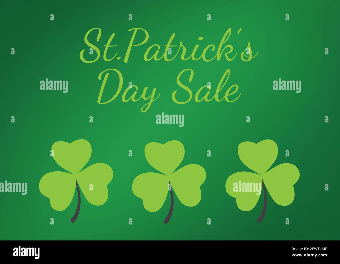 St. patrick's Day Verkauf Text mit Klee auf grünem Hintergrund Stockfoto
