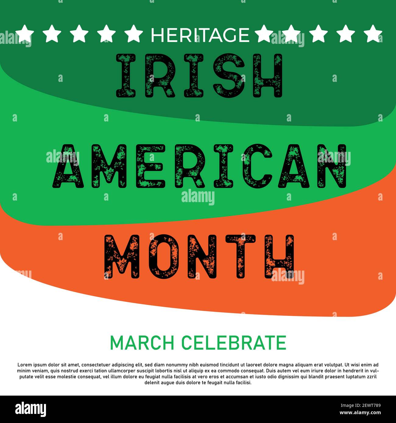 Irish-American Heritage Month. Jährlich gefeiert den ganzen März in den Vereinigten Staaten zu Ehren der Leistungen und Beiträge der irischen Einwanderer zu den Stock Vektor