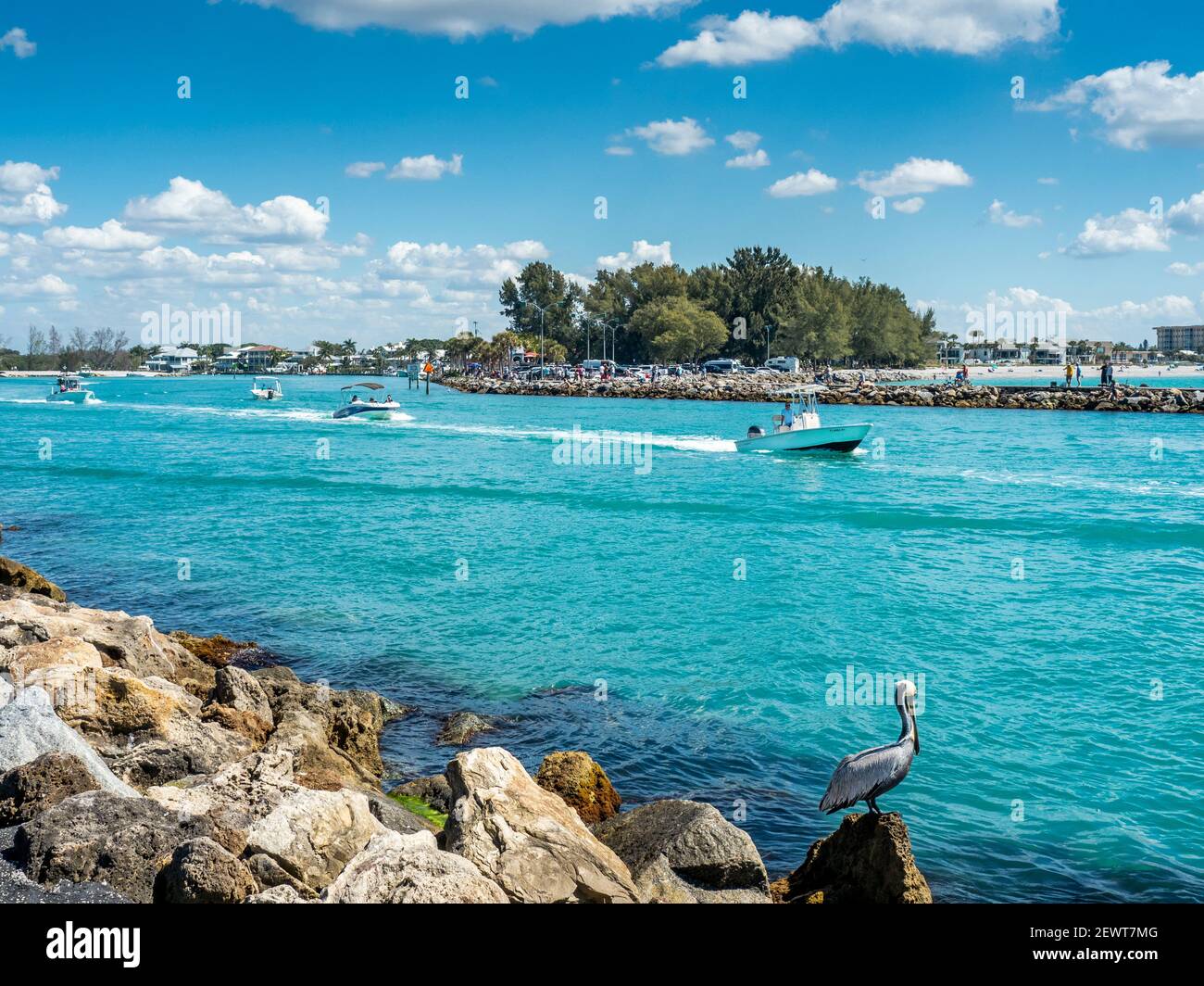 Einlass vom Golf von Mexiko zum Golf Intercoastal Waterway in Venedig, Florida, USA Stockfoto