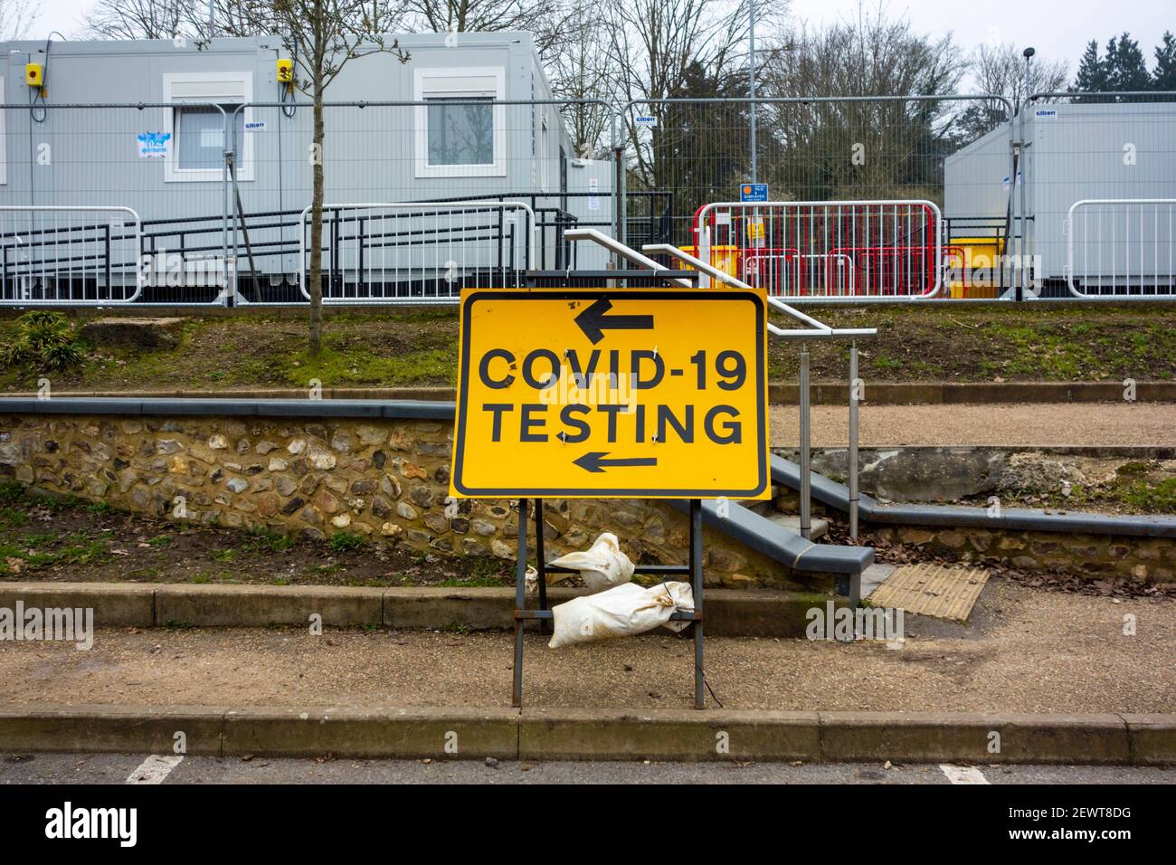 Covid Test Site Parkschild Westmister Lodge St. Albans Hertfordshire UK Stockfoto