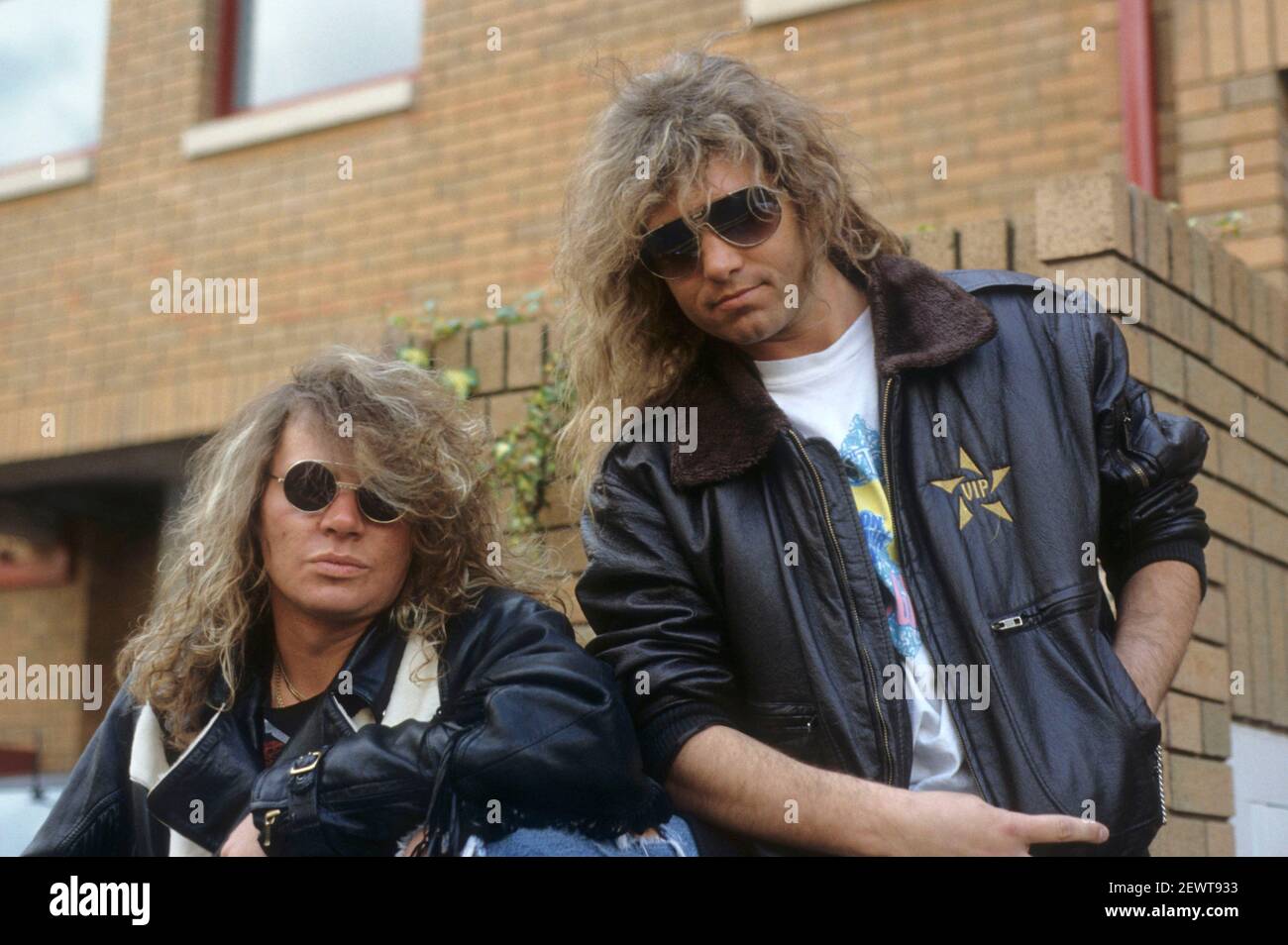 Dan Wexler und Jerry Harrison bei einem Fotoshooting bei Atlantic Records. London, 26th. Mai 1988 – weltweite Nutzung Stockfoto