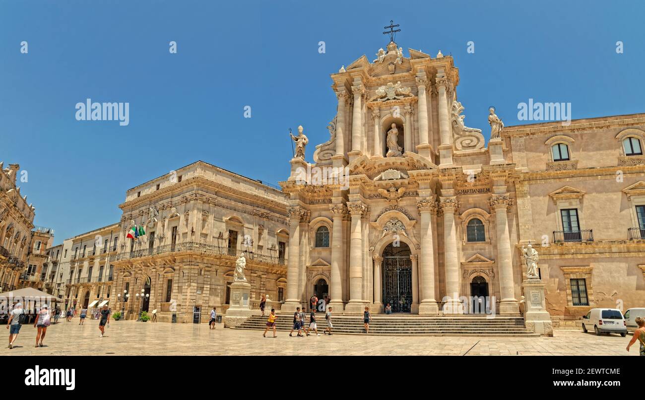 Syrakus Metropolitan Cathedral, Krippe von St. Maria, der Altstadt von Syrakus, Sizilien, Italien. Stockfoto
