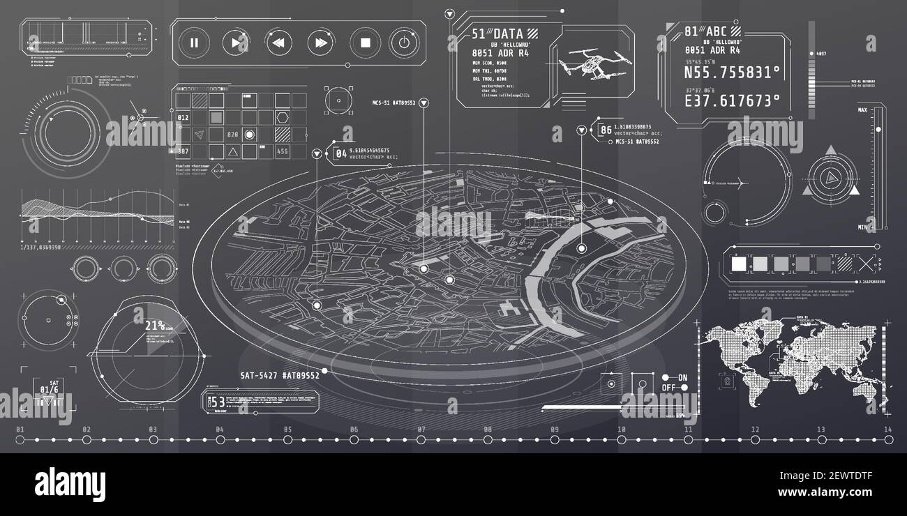 Eine Reihe dünner Elemente zum Thema Geo-Position. Stock Vektor
