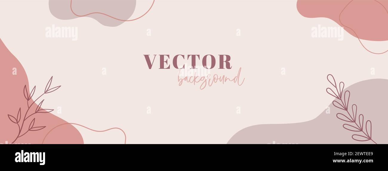 Abstrakte organische Vektor-Banner-Vorlage für soziale Medien. Floraler, minimal langer Hintergrund mit Platz für Text. Facebook-Cover Stock Vektor