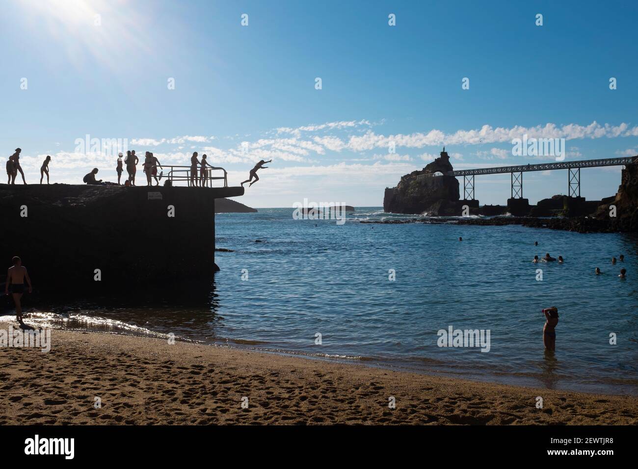 Plage du Port Vieux, Biarritz, Frankreich während der Pandemie Covid 19, Sommer 2020. Stockfoto