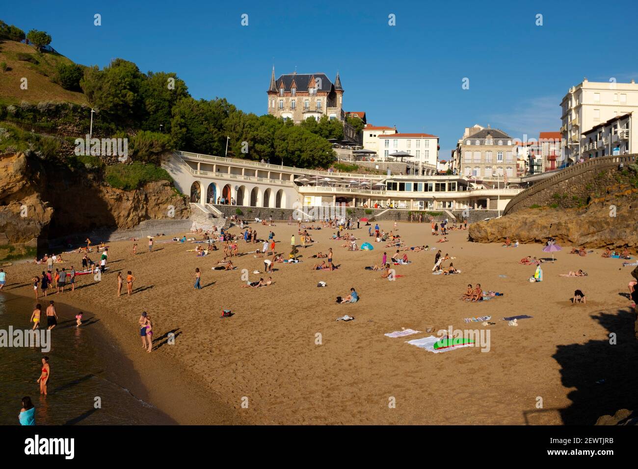 Plage du Port Vieux, Biarritz, Frankreich während der Pandemie Covid 19, Sommer 2020. Stockfoto