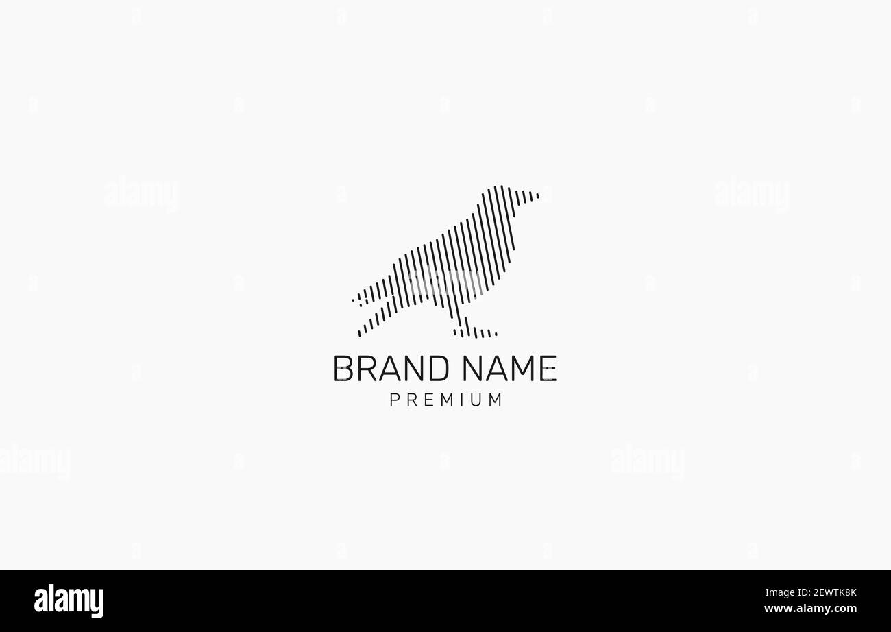 Raven Vogel Linie Muster Logo Design Vektor Vorlage geeignet für Bird Produktservice Stock Vektor