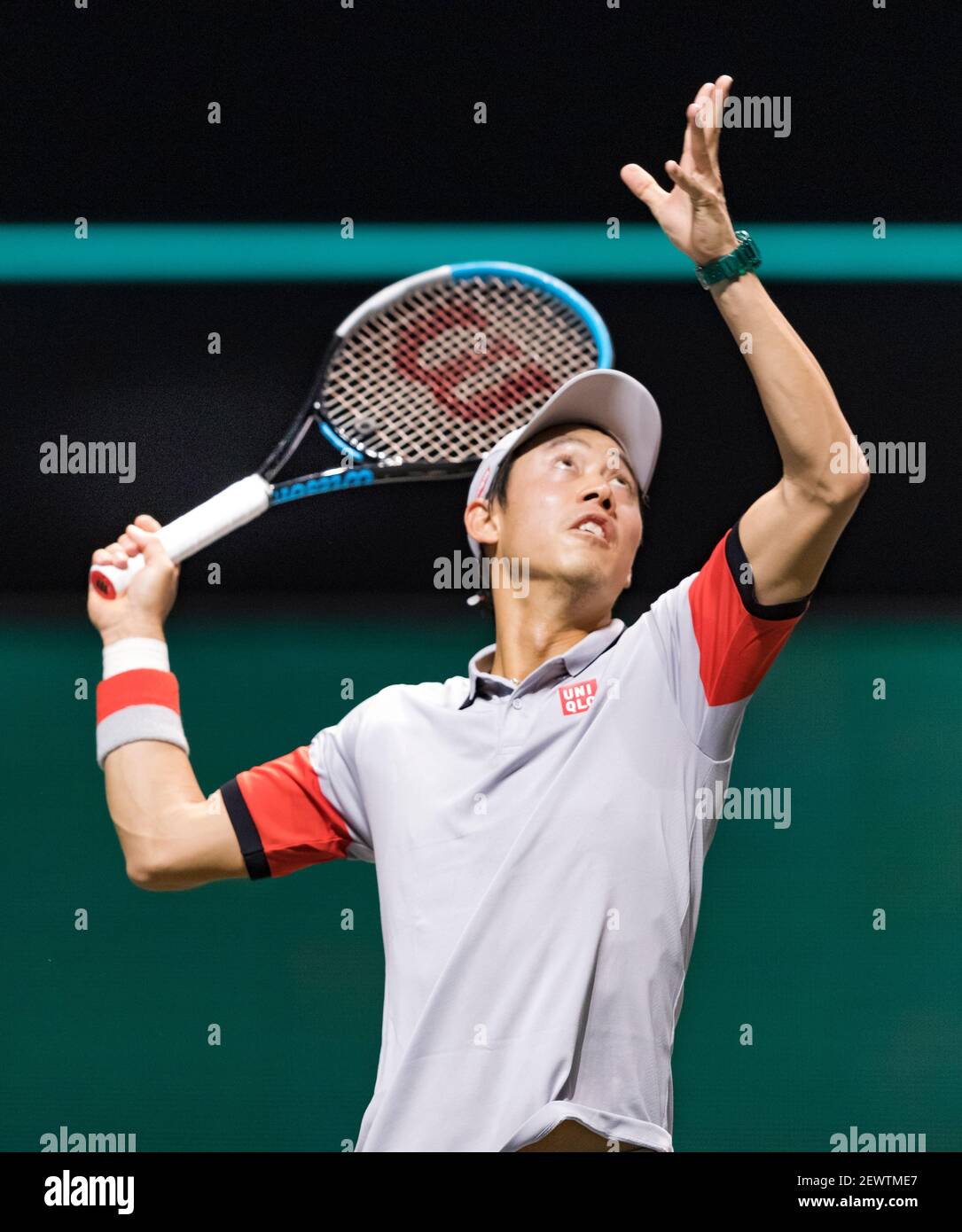 Rotterdam, Niederlande, 3. märz 2021, ABNAMRO World Tennis Tournament, Ahoy, erste Runde Doppel: Kei Nishikori (JPN) Alex De Minaur (AUS).Foto: www.tennisimages.com/henkkoster Stockfoto