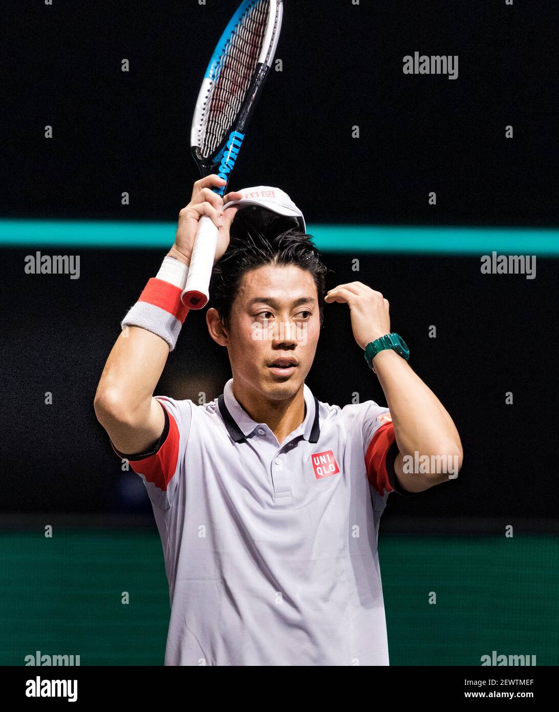 Rotterdam, Niederlande, 3. märz 2021, ABNAMRO World Tennis Tournament, Ahoy, erste Runde Doppel: Kei Nishikori (JPN) Alex De Minaur (AUS).Foto: www.tennisimages.com/henkkoster Stockfoto