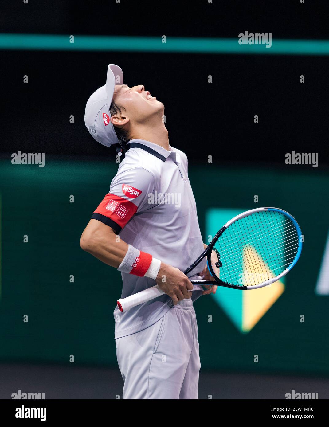 Rotterdam, Niederlande, 3. märz 2021, ABNAMRO World Tennis Tournament, Ahoy, erste Runde Doppel: Kei Nishikori (JPN) Alex De Minaur (AUS).Foto: www.tennisimages.com/henkkoster Stockfoto